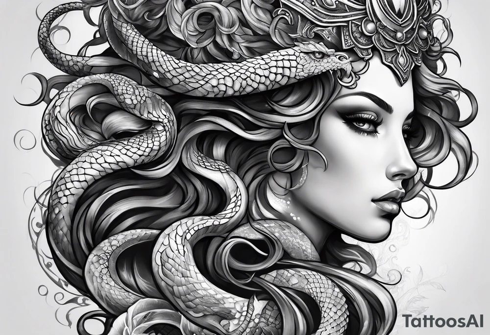 Medusa with the symbolism of light tattoo idea