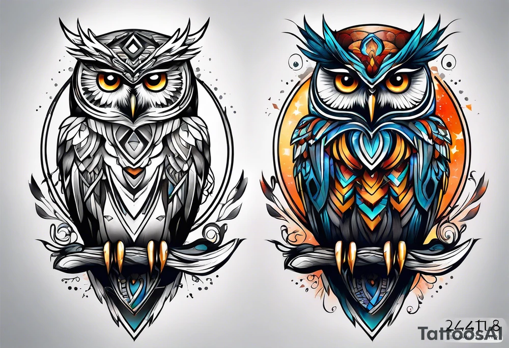 Owl Element Mage tattoo idea