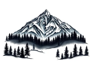forest mountains under the northen lights tattoo idea