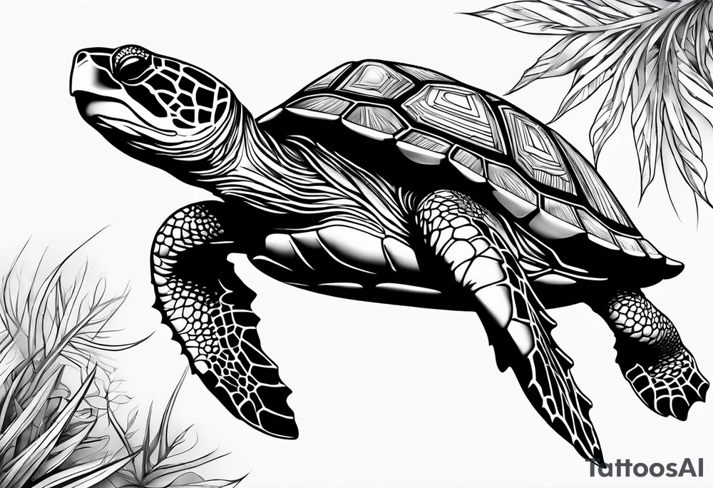 outline of a turtle with a spiked shell tattoo idea