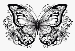 444 tattoo intertwine with vines and a butterfly tattoo idea