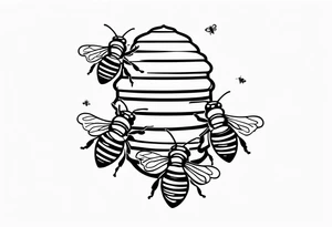 a bee hive on a stick with bees around tattoo idea