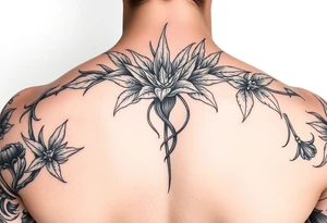 carnivorous plants neck, chest, back, and arm sleeves tattoo idea