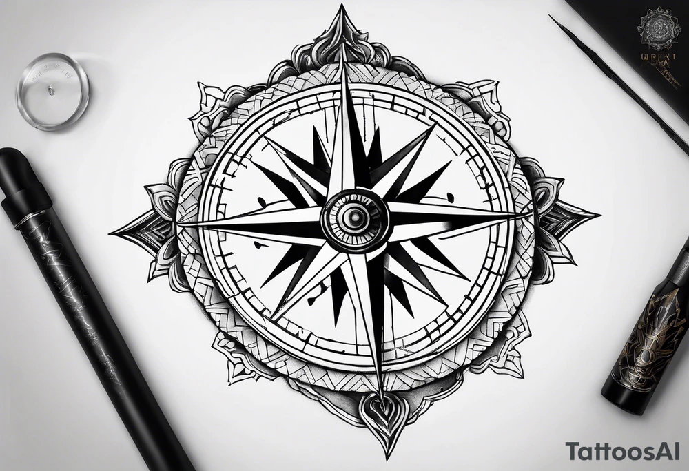 compass on a hand tattoo idea