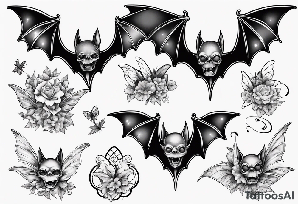 Bat with a fairy on top of it tattoo idea