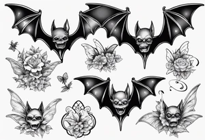Bat with a fairy on top of it tattoo idea