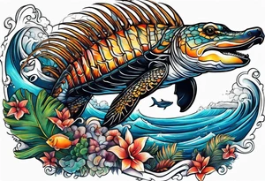 Animal , ocean, palm tattoo idea