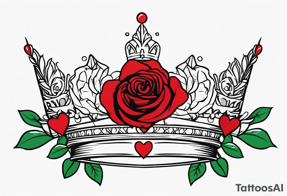 the red rose queen's crown with a heart tattoo idea