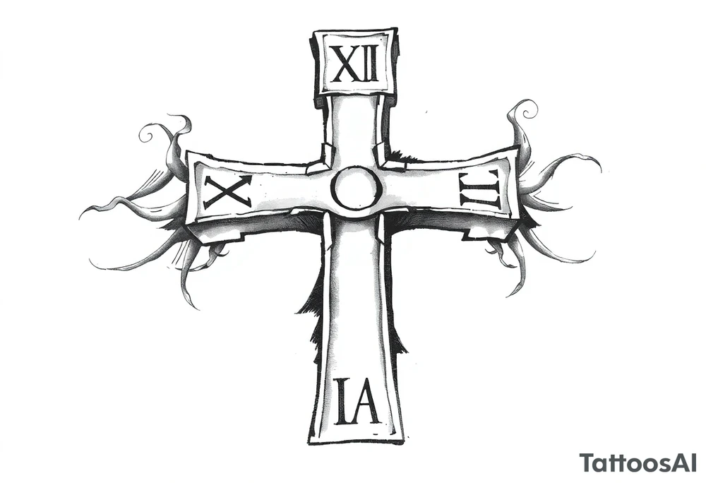 Roman numeral cross tattoo idea