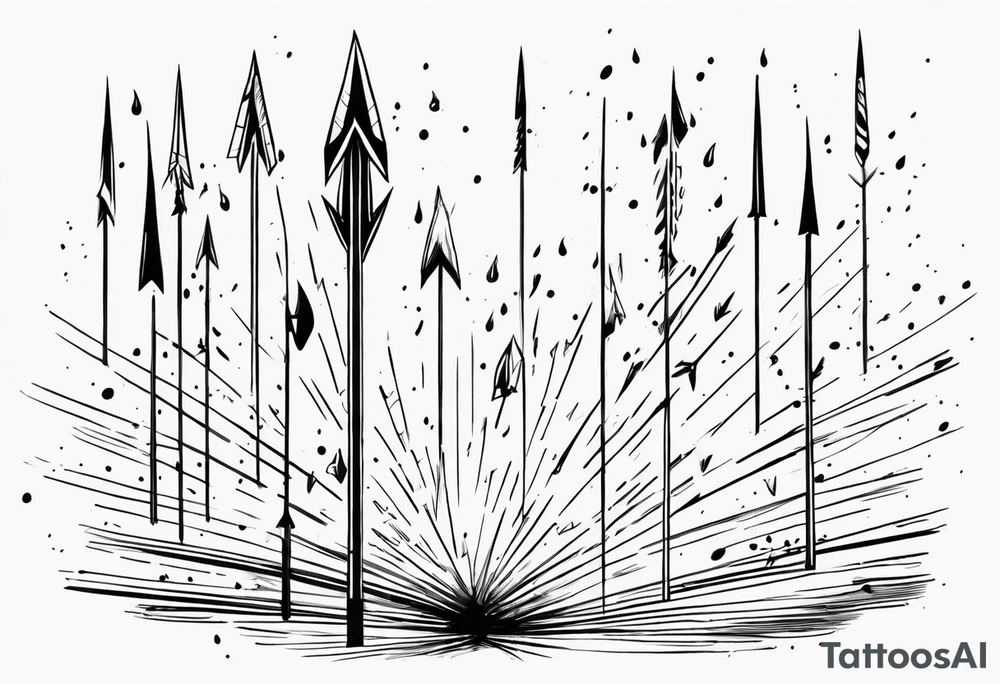 flaming arrows raining down from sky tattoo idea