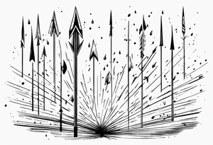 flaming arrows raining down from sky tattoo idea