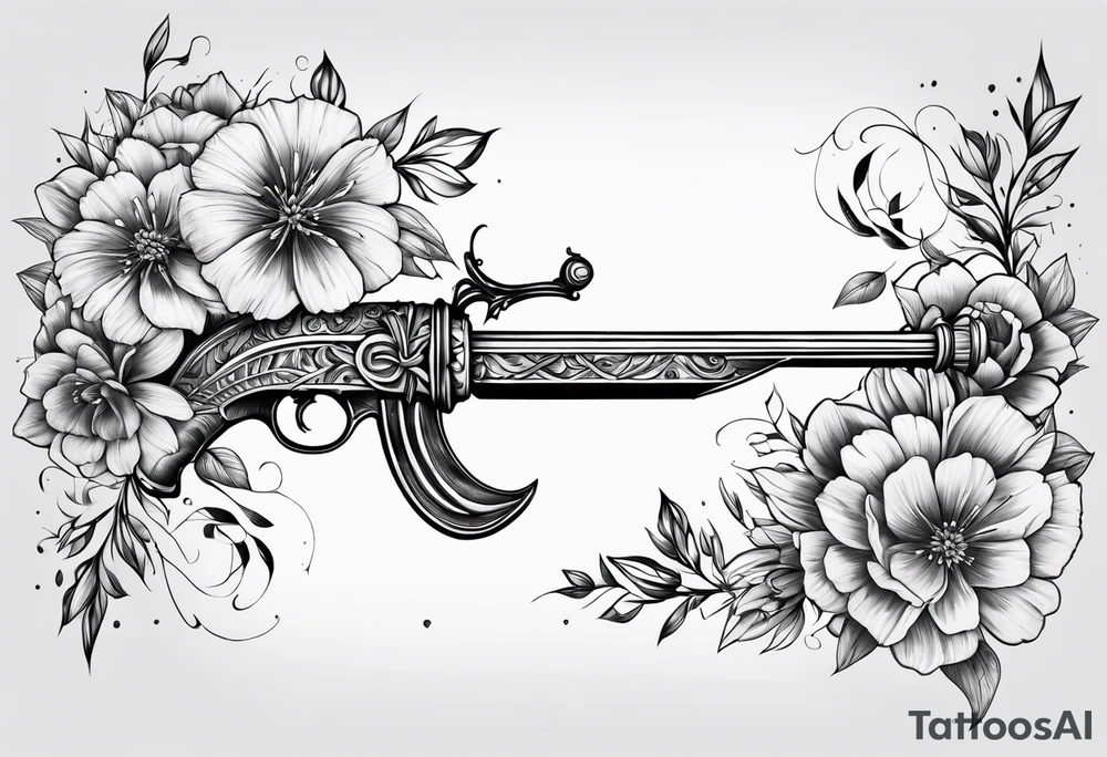 snsword shattering into flower tattoo idea