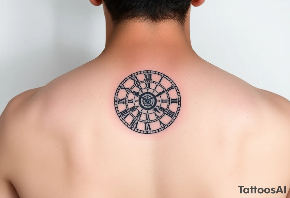 vintage roman numerals within ornate clockwork mechanism tattoo idea