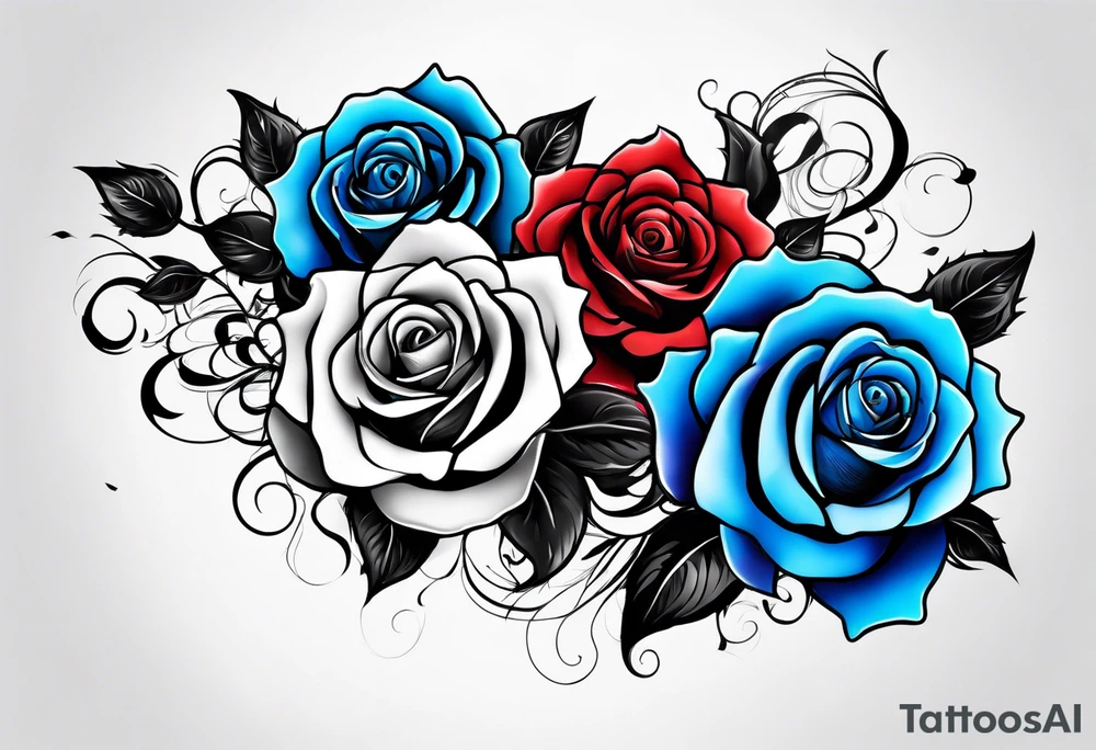 roses with a blue flame burning them tattoo idea
