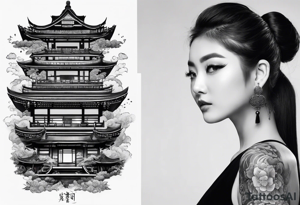 Half sleeve, japanese style, sanskrit tattoo idea