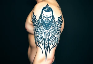 Bray Wyatt the Fiend center piece with tribal surrounding covering up old tattoo tattoo idea