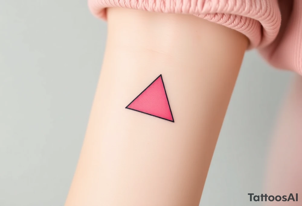 A pink triangle (upsidedown), with very small black lining and upside down. Just the colour pink. No shapes. Just the colour pink in a gradient filling the triangle tattoo idea