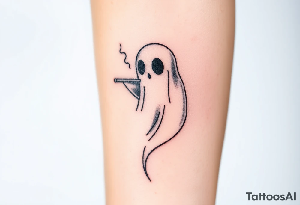 Cute ghost smoking tattoo idea