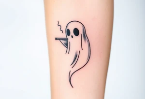 Cute ghost smoking tattoo idea