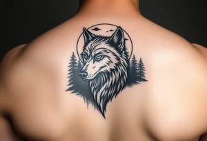 werewolf,moon,forest. tattoo idea
