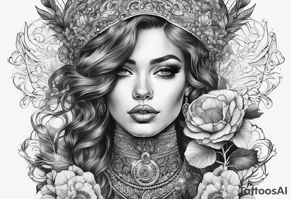 Démone avec crâne dans la main tattoo idea