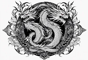two dragons fine lines tattoo idea