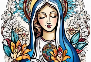 Floral, blessed virgin, abstract, beautiful, symbolic blessed virgin Mary, holy tattoo idea