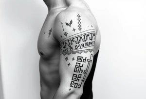 Nordic runes design left arm tattoo idea