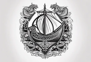 Valhalla sword shield viking ship dragon tattoo idea