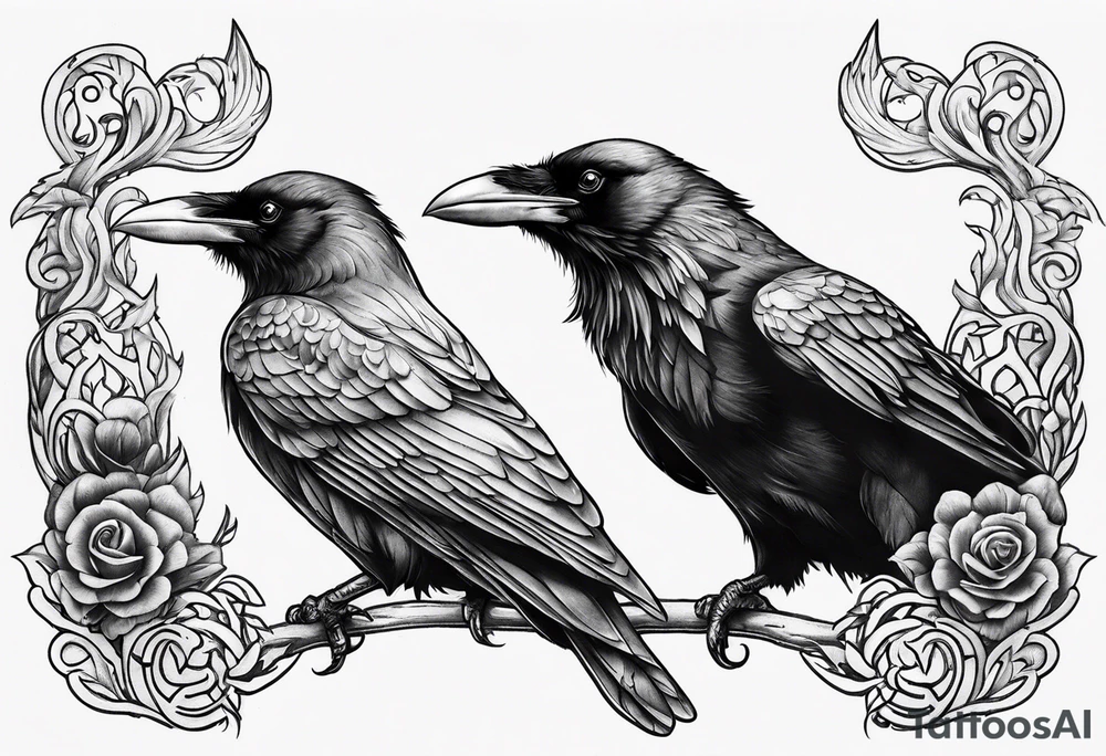 Nordic 2 ravens tattoo tattoo idea