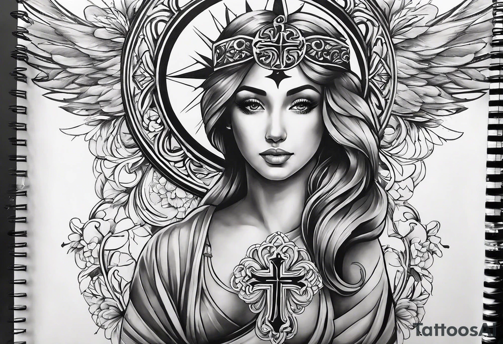 Make a beautiful tattoo with a cross for cross for my mother who died in 2008 and a beautiful resemblance for my daughter who was born in 2017 tattoo idea