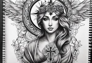Make a beautiful tattoo with a cross for cross for my mother who died in 2008 and a beautiful resemblance for my daughter who was born in 2017 tattoo idea