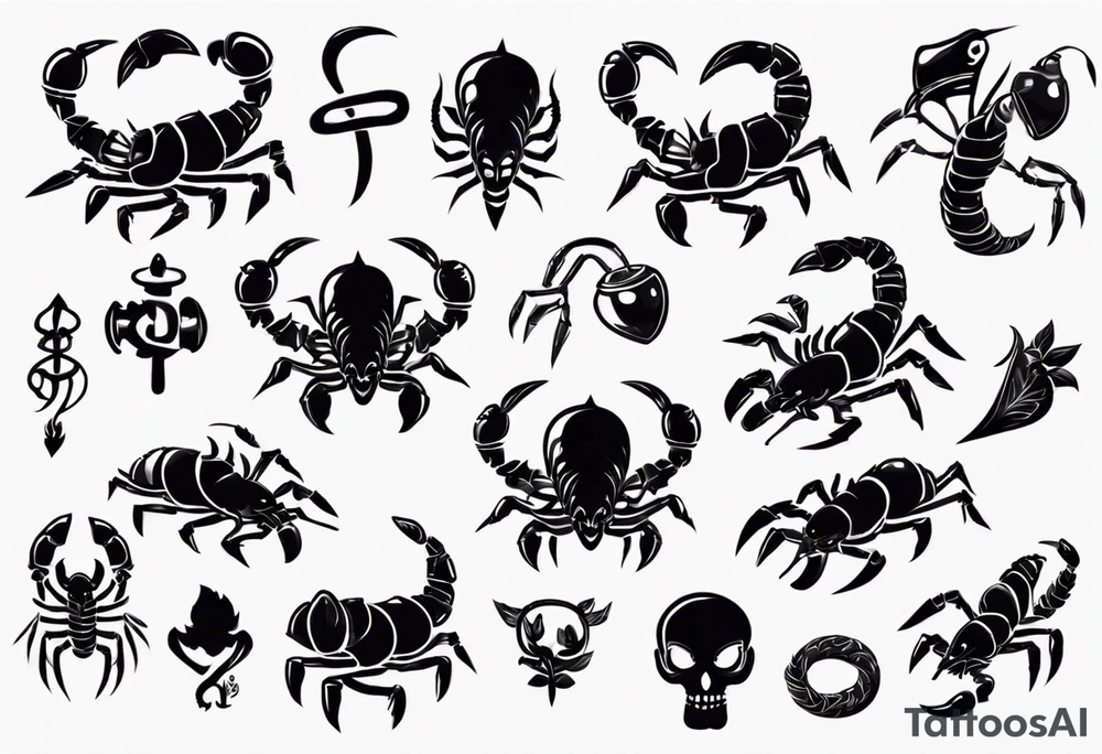 background that represents game development and designs with a scorpion make it magical, and cute tattoo idea