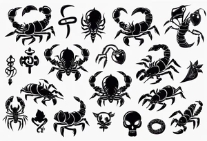 background that represents game development and designs with a scorpion make it magical, and cute tattoo idea