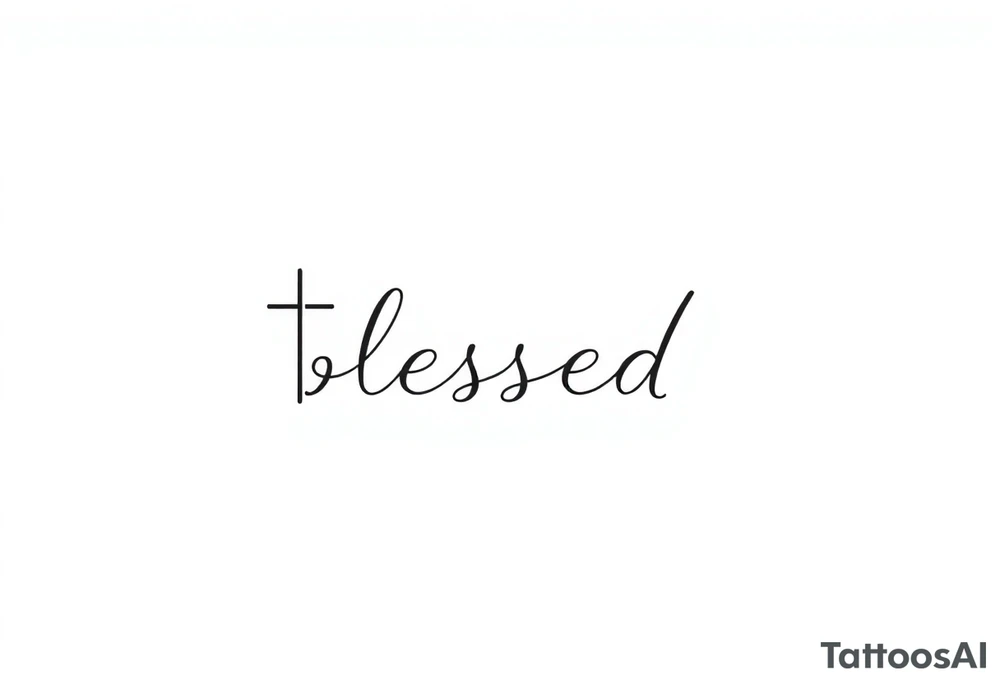 I need a fine line tattoo that has the word “blessed” going vertical and on the left side a cross and on the right side a music note tattoo idea