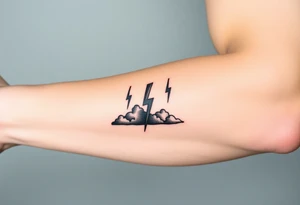 Black storm clouds with rain & lightning bolts tattoo idea