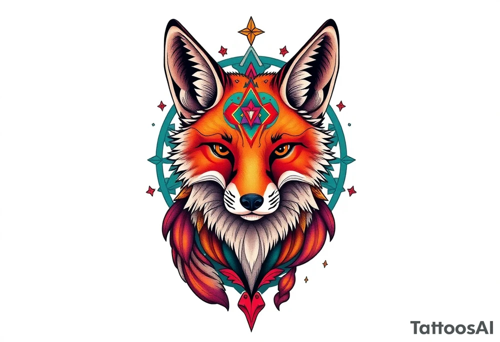 symmetrical adult fox tattoo idea