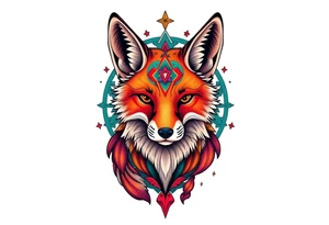 symmetrical adult fox tattoo idea