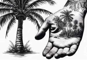 tree palm but instead of leaves there are many palms (part of hand) tattoo idea