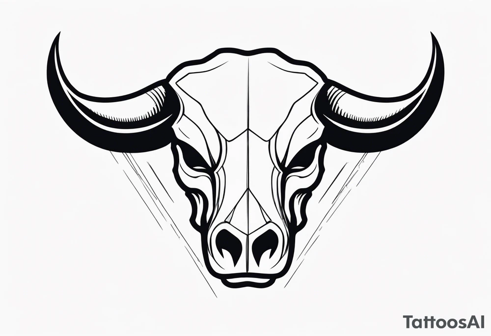 skull of a bull with a line frame, realistic, simple tattoo idea