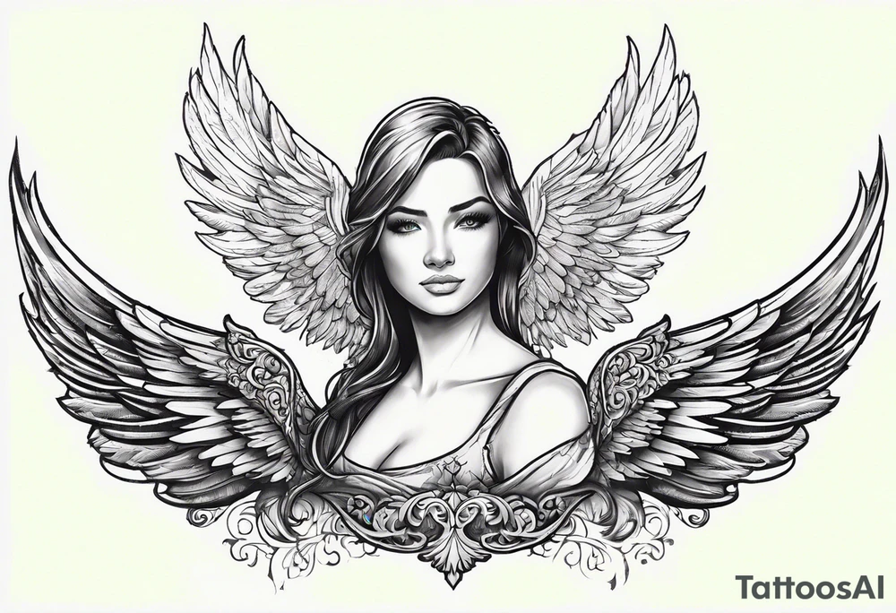 The word Glenn with angel Wings at the side tattoo idea