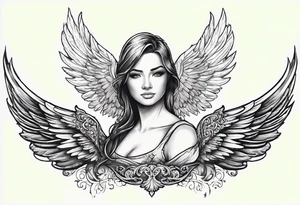 The word Glenn with angel Wings at the side tattoo idea