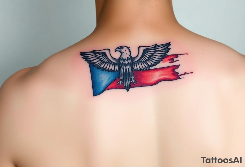 A Czech flag with an eagle perched on top tattoo idea