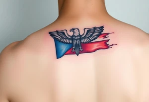A Czech flag with an eagle perched on top tattoo idea