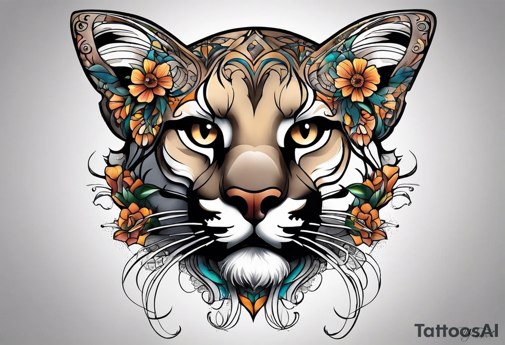 Mountain lion butterfly tattoo idea