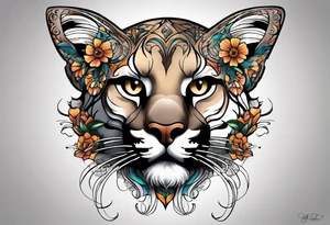 Mountain lion butterfly tattoo idea