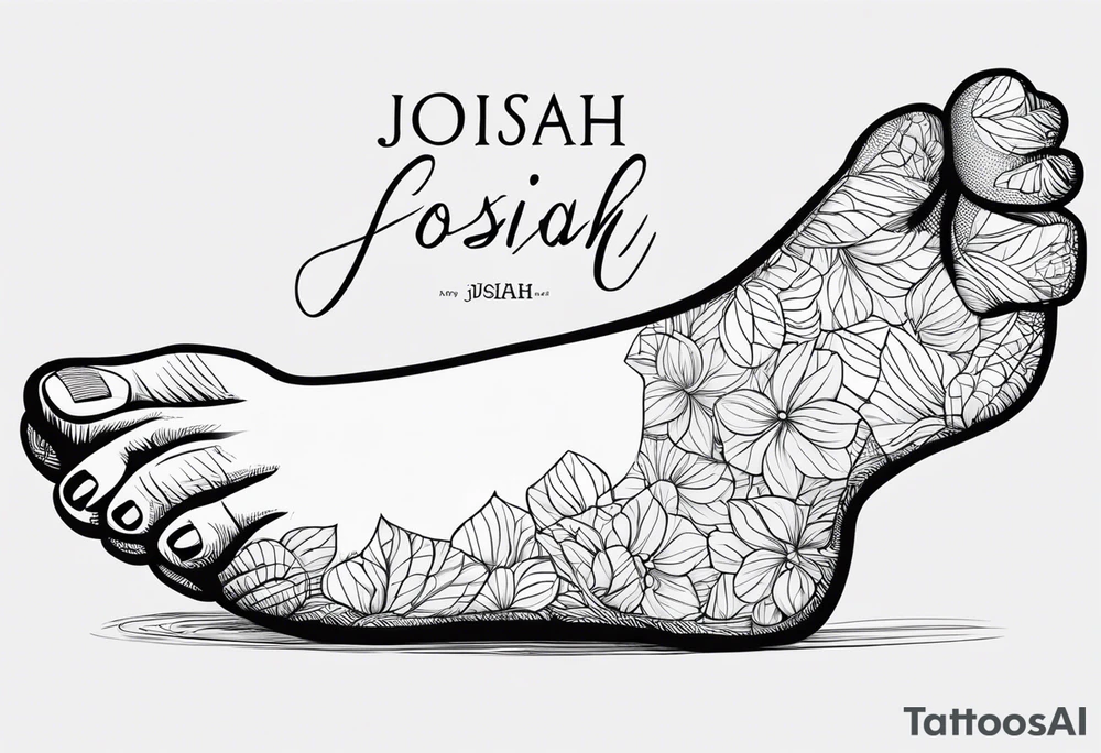 My son name JOSIAH with his baby foot pring tattoo idea