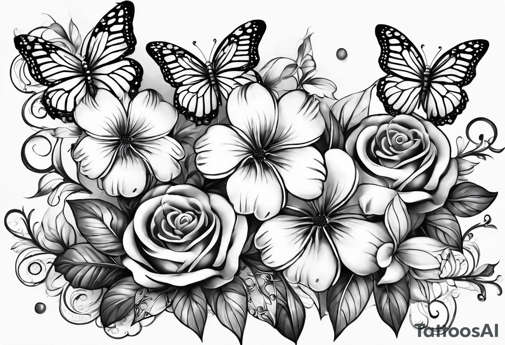 tattoo to represent that I have 3 children (girls). For inspiration I like flowers, butterflies, the beach. Tattoo is for ribcage down side of body tattoo idea