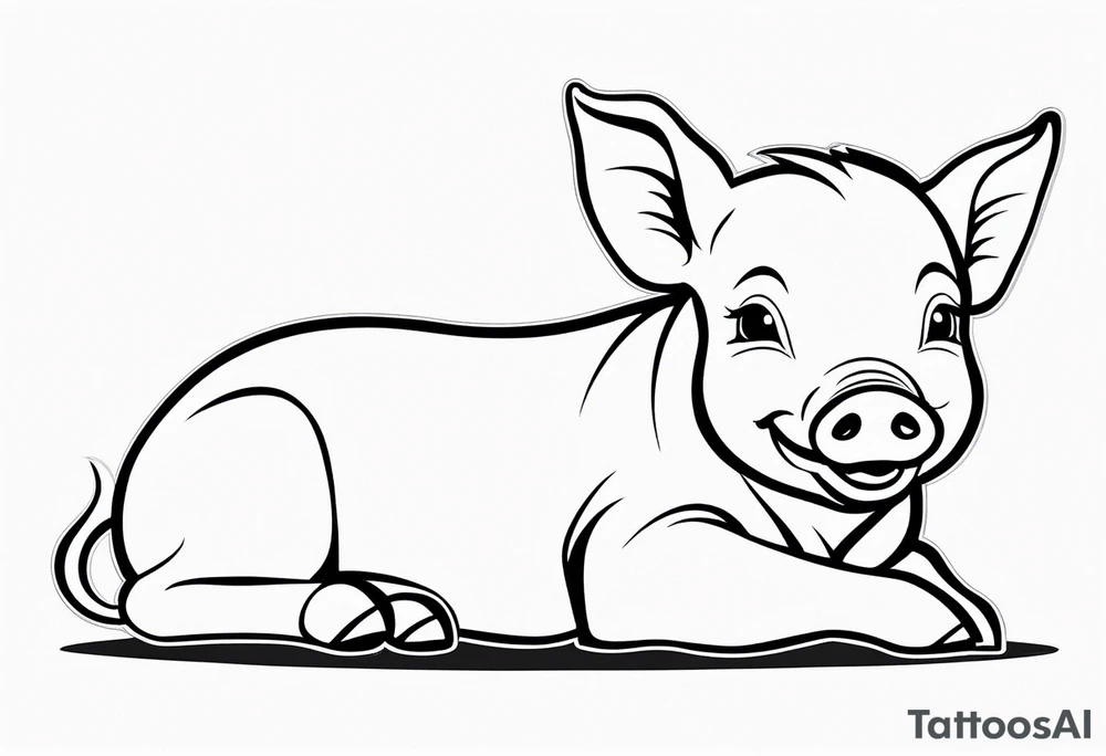 very cute happy piglet.
outline only.
black and white only.
only show the piglet. no extra lines or decoration.
no black shading.
dont make the ears too big.
draw only with very thin lines (1px)

should look like a tattoo that will only take 15 minutes to draw tattoo idea