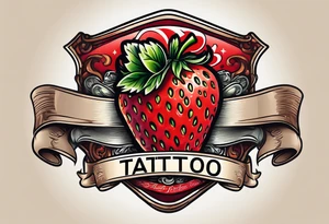 Strawberry with swirling banner that says Pops tattoo idea